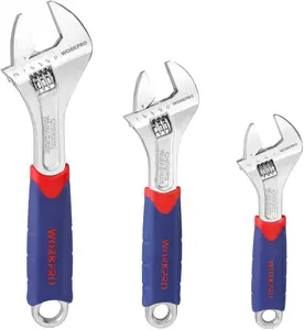 #JumpstartSale WORKPRO 3-Pack Adjustable Wrench Set CR-V with Rubberized Anti-Slip Grips 10-inch, 8-inch, 6-inch