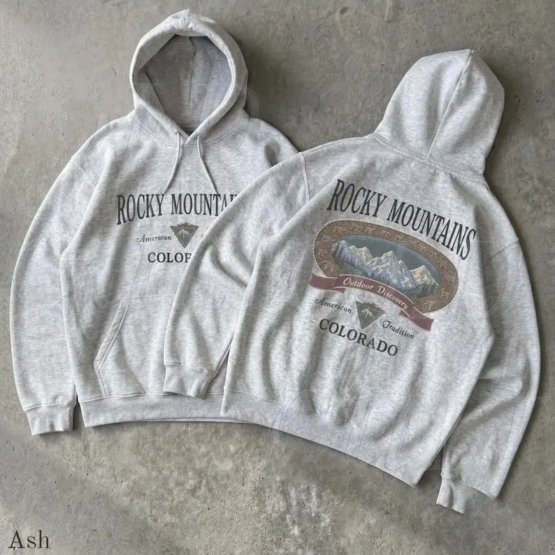 Vintage Rocky Mountains Colorado Hoodie, Vintage 90s Mountain Graphic Sweatshirt, Retro Outdoor Tee Sweatshirt Hoodie, Retro Graphic, Gift Fan Tee, Classic Gift Apparel