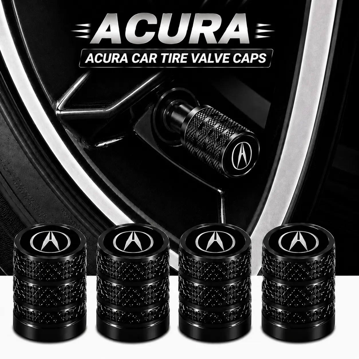5Pcs Japanese Premium Aluminum Tire Valve Stem Caps Fit for Acura MDX RDX TLX ILX NSX RLX TL TSX ZDX Integra, Precision Fit Design Airtight Rubber Seal Performance Luxury Car Wheel Valve Protector Parts