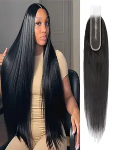 2x6 HD Lace Closure Straight Human Hair, Real HD Transparent 14inch, 100% Brazilian Virgin Part, Pre Plucked with Baby Hair, Natural Color