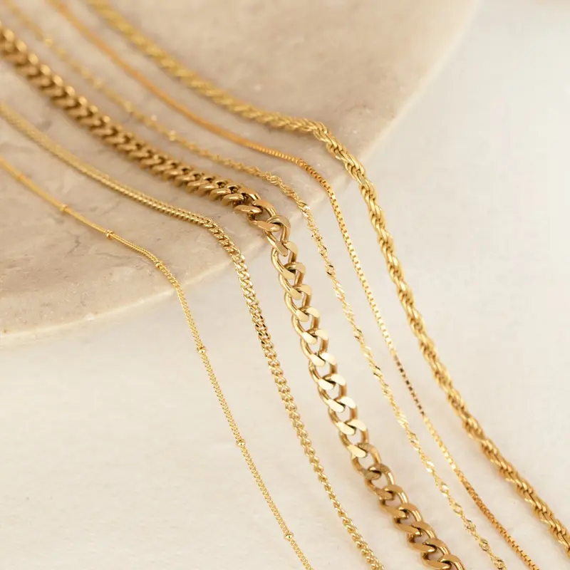 Essential Necklace Chains by Caitlyn Minimalist - Figaro, Herringbone, Rope, Snake, Box Chain Necklace & More - Trending Silver & 18K Gold Plated Layering Necklaces - Minimalist Jewelry - Gift for Her