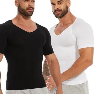 1-2 Pack Menswear Compression Shirt Shapewear Body Shaper Undershirt Breathable Lightweight Stretchy Baselayer Workout Tank Tops for All Seasons and Sports Clothes Day Fabric Nylon Soft Dress Gamis Bestie Plain