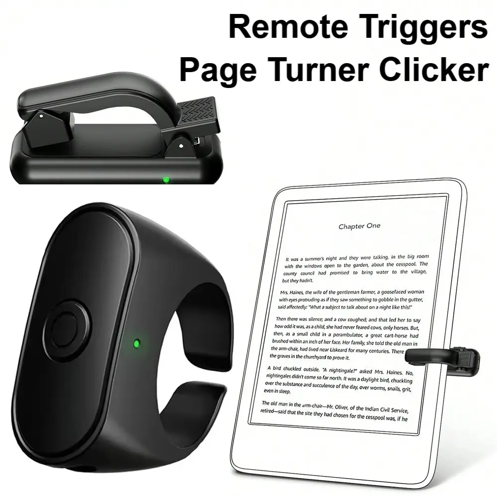 2in1 Page Turner Clicker Wireless Page Turner Remote Control E-Reader Phone Camera Record Trigger Remote for Kindle Paperwhite