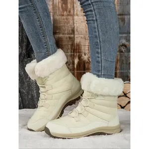 Women's High-Top Warm Hiking Boots, Fall & Winter Outdoor Snow Boots, Fleece Lined, Thick Sole, Casual Daily Wear