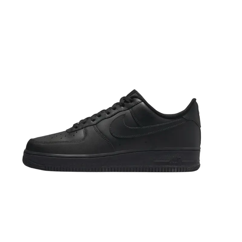 Nike Air Force 1 Low '07 Triple Black Men's Leather Athletic Training Shoe, Casual Sports Footwear for Daily Wear, Sneaker, Sports Shoes, Closed, Everyday, Breathable Shoes, Low Top Shoes
