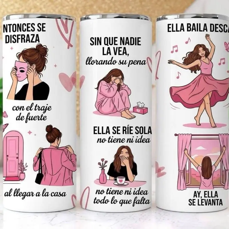 "A la niña que fui 20oz Insulated Tumbler, Self-Care Emotional Healing Gift for Her, Stainless Steel Cup"
