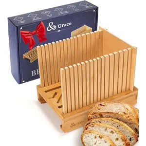 Albert & Grace Adjustable Bread Slicer -  -Laminated , High 6.1" Guides, 3 Width Settings, 2 Slice Thicknesses - Folds Flat -  for Sourdough, Homemade Loaves & Bagels
