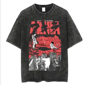 Japanese hot Anime Vintage Akira Washed T-Shirt Unisex personality Clothes Oversized Suitable for all seasons high quality soft