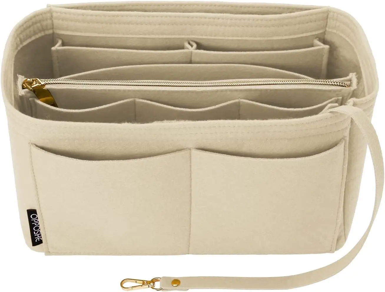 Purse Organizer Insert for Handbags, Softened Felt Bag Insert Organizer for Tote, Compatible with LV, Coach, MK, Kate Spade, Goyard, Longchamp (Beige, Medium)