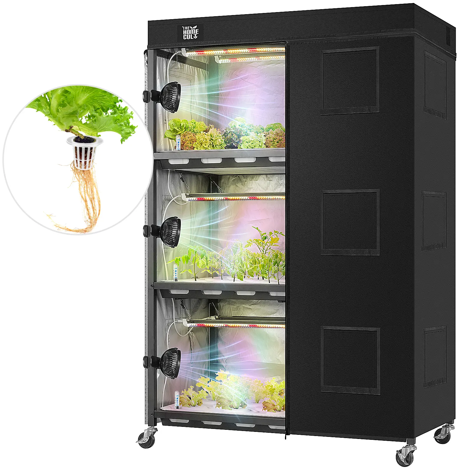 Indoor Greenhouse with Grow Lights and Tent, Hydroponics Growing System 3-Tier Indoor Grow Tent, 84 Pods Gemination Kit Herb Vegetable Growth Hydrophonic Planter Grower Harvest Lettuce