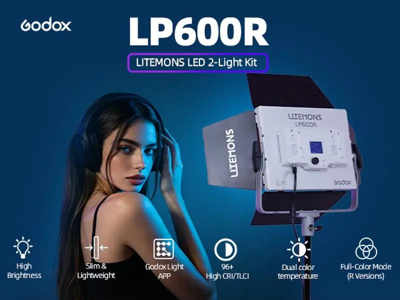 godox LP600R-K2 cinematic LED panel light RGB adjustable bi-color panel light for still life shooting, outdoor vlogs, DSLR cameras, mobile live streaming fill light