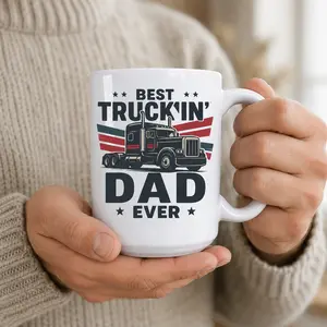 Truck Driver Dad Mug Best Truckin Dad Ever Coffee Mug, Trucker Gift for Dad, Semi Truck Coffee Cup, Father Gift, Trucker Dad Present