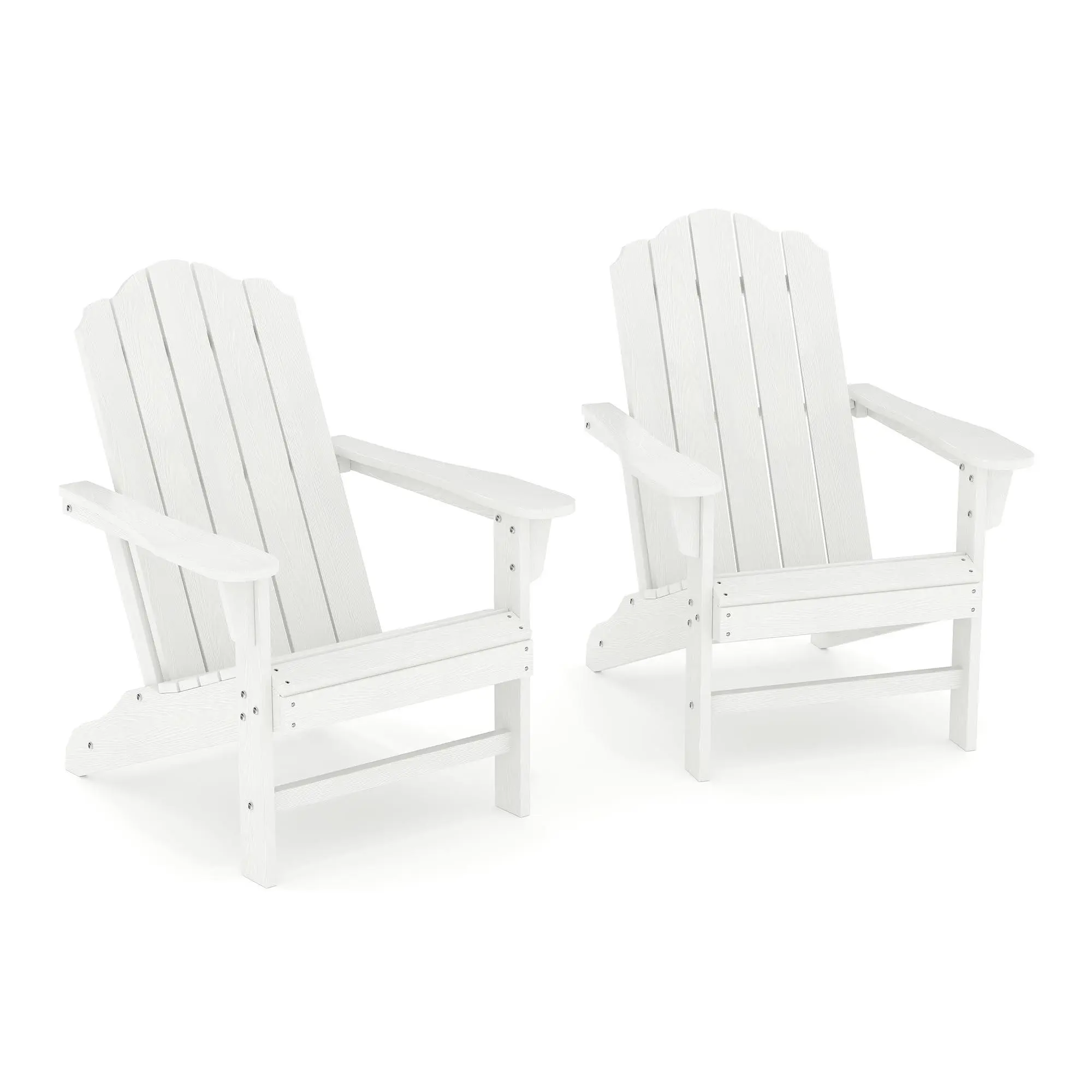 Gaomon 2-Piece HDPE Plastic Adirondack Patio Chairs Set, Wood Texture Slatted Back UV-Protected Outdoor Furniture for Garden Backyard, White