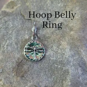Belly Ring Dragonfly Small Hoop Clicker Nature Cottagecore Y2K Hippie Boho navel dangle button piercing jewelry 14g 16g dainty butterfly