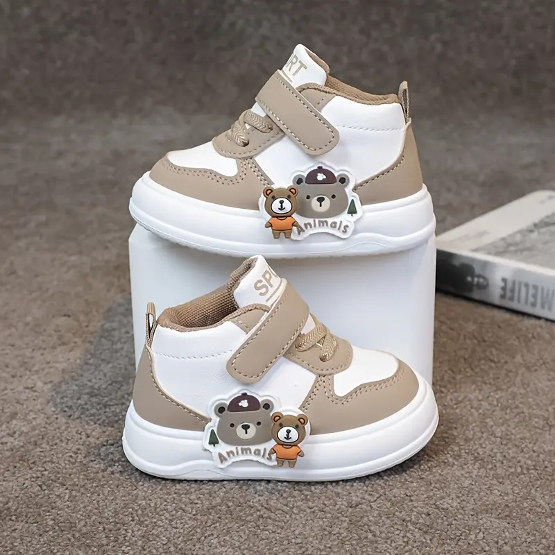Kids' High-Top Trainer Sneakers for Boys and Girls, Synthetic Mixed Material Flats with a Rubber Sole for Everyday Wear, Trainer Sneaker, Pe, Fabric, Casual Trainer Footwear, Fashion Trainers