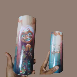 20oz Drinking Sublimation Tumbler Lets Be Friends with Unique Art Design and "Let's Be Friends Please" Text