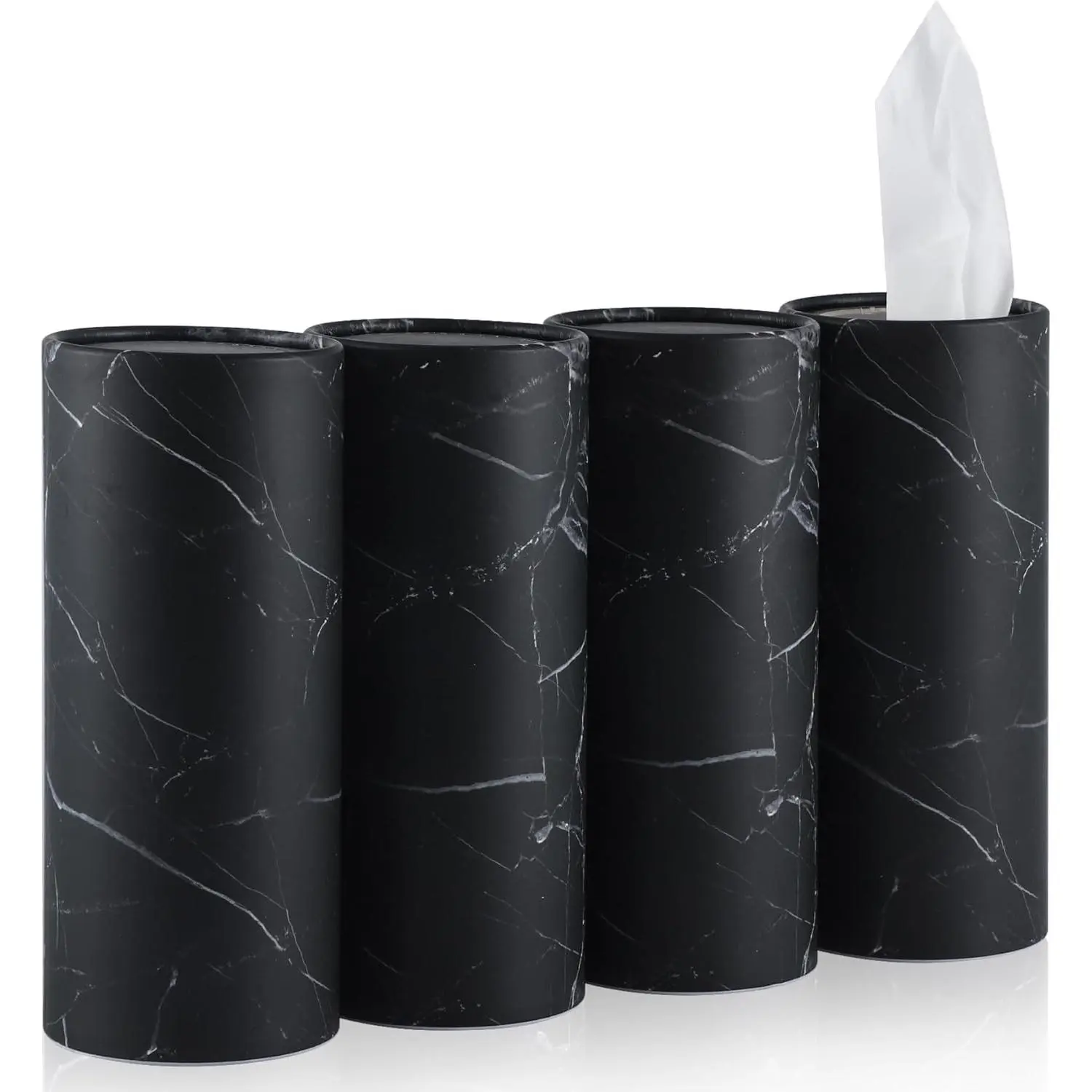 Tissue Holder, 4 Pack  Cup Holder Facial Tissues with Kleenex Travel Tissue Bag, Quick and Convenient Flower Combination  Tissue Box(4 Canisters/200 Tissues) Black