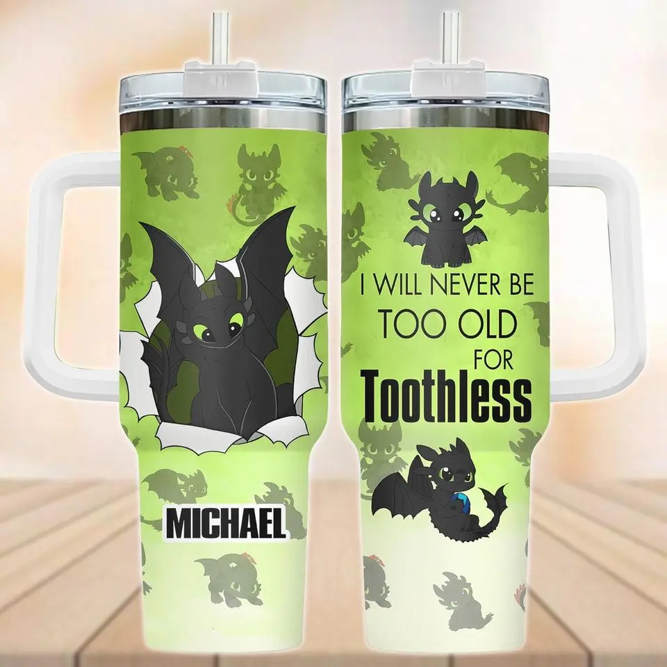 Night Fury Toothless Custom Tumbler 40oz, Cute Dragon Drinkware Tumbler, How To Train Dragon Tumbler, Funny Cartoon Tumbler Cup