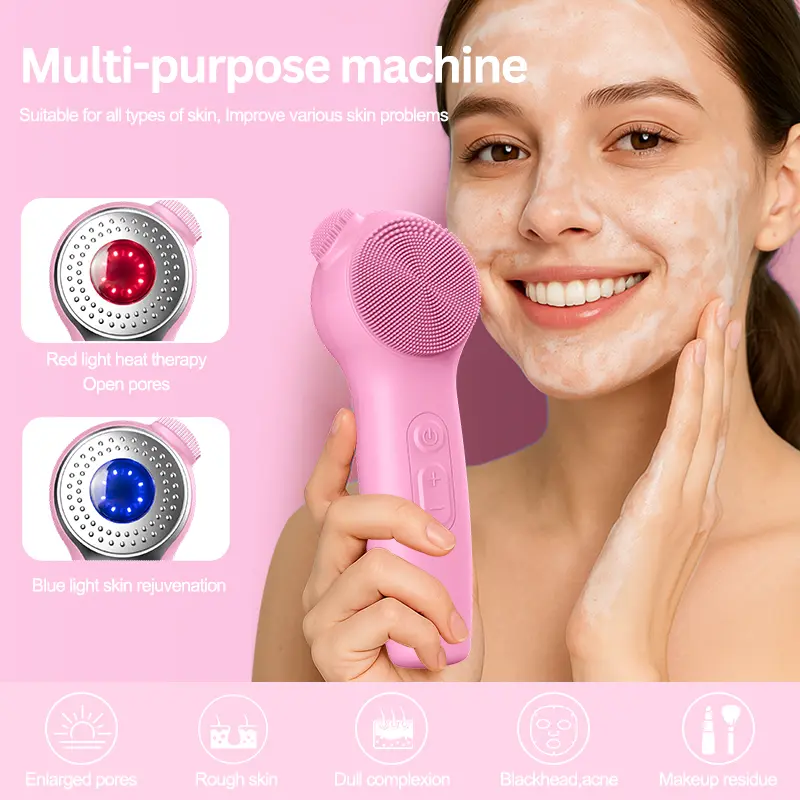 Facial Cleansing Brush Skin Massager Electric Silicone LED Lighting Face Brush Sonic Vibration IPX7 Waterproof tiktokshopspringglowup - TikTok Shop Facial Cleansing Brush Skin Massager Electric Silicone LED Lighting Face Brush Sonic Vibration IPX7 Waterproof tiktokshopspringglowup - TikTok Shop