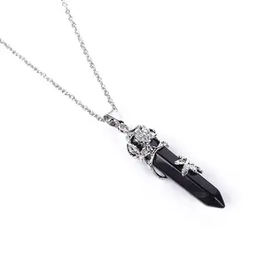 Onyx Natural Stone Point Chakra Healing Gemstone Pendulum Pendant Necklace