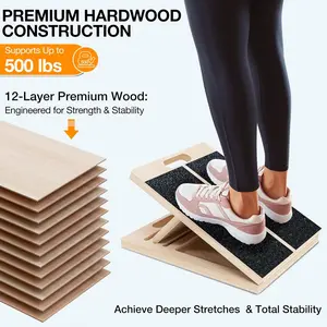 Portable Wooden Slant Board Calf Stretcher - Incline Wedge Balance Block for Squats Foot Ankle Mobility