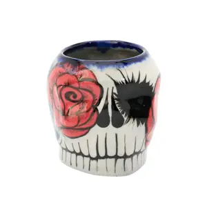 Smell The Roses Skull Ceramic Mug