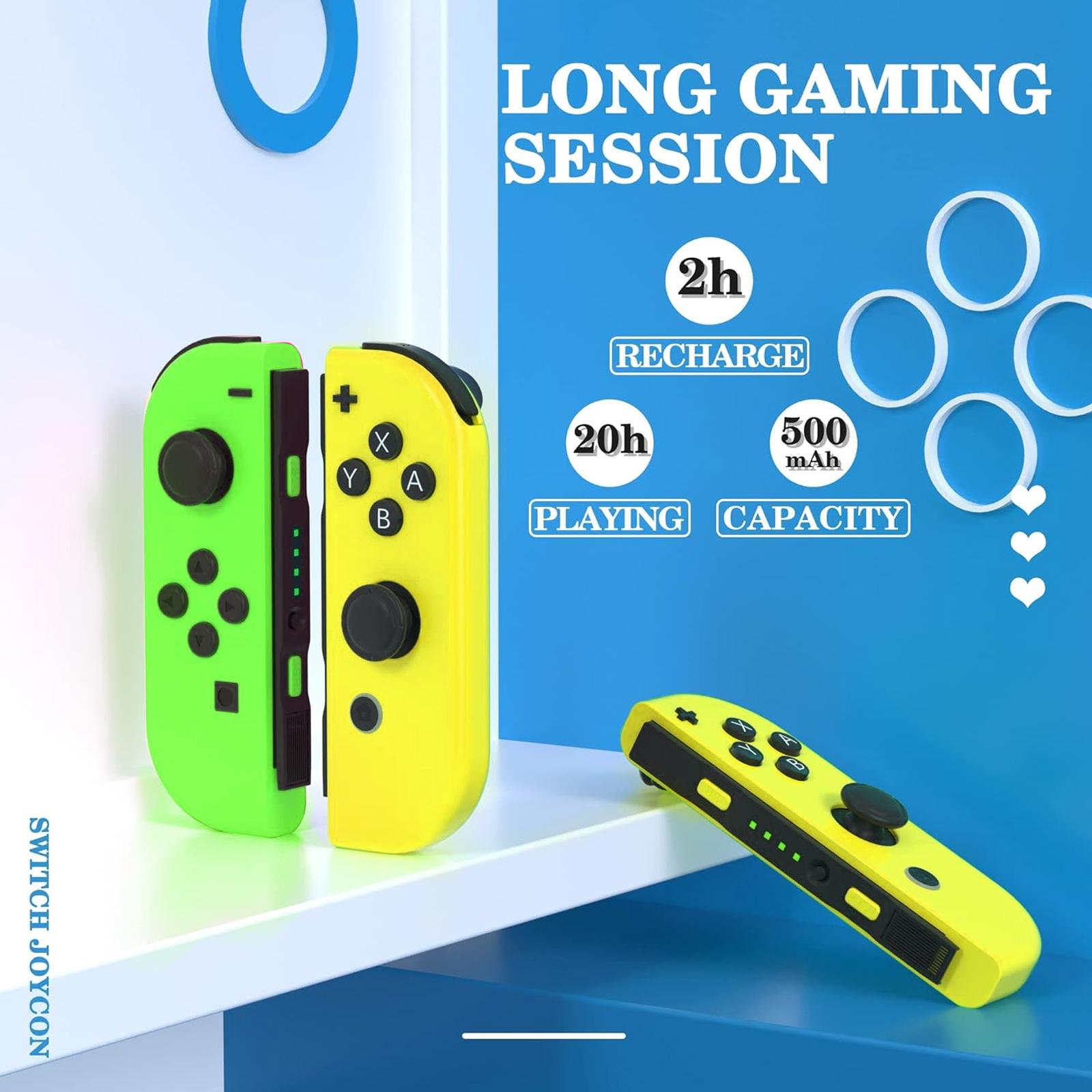 Wireless Joypad L/R Controller for Nintendo Switch Green/Yellow Ergonomic Dual Vibration Motion Bluetooth Console Game Controllers