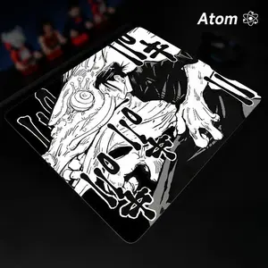 ATOM Mouse Pad  Anime Character Tempered Glass Mouse Pad, Laser Engraved Photovoltaic Glass, Super Slip Surface, Non-slip Honeycomb Base FPS Gaming Mouse Pad