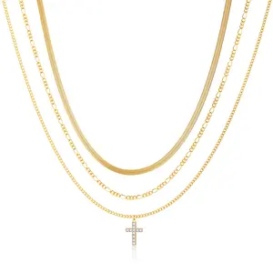 Layered Cross Necklace For Women Set Dainty Christianity Gifts Waterproof Jewelry Stacked Necklaces  Back To School Gifts Gifts For Mom layer necklace