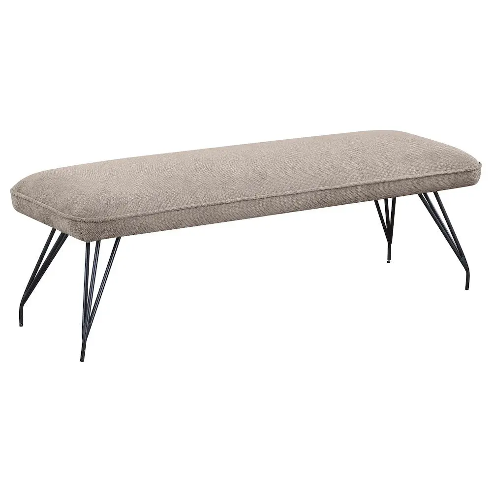 Dodson Mid-Century Backless Long Fabric Upholstered Dining Bench, Taupe, Polyester Fits Foam Cushioning, Webbed Seat