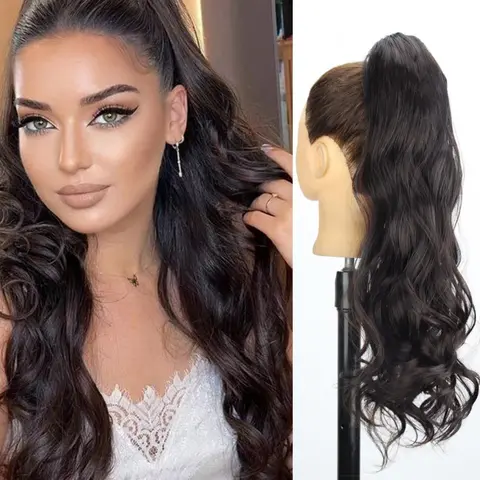 26-inch Long Wavy Ponytail Extension, Synthetic Hairpiece for Women & Girls, Fashion Hair Extensions for Party, Daily Clothing Decor, Pony Tails Hair Extensions