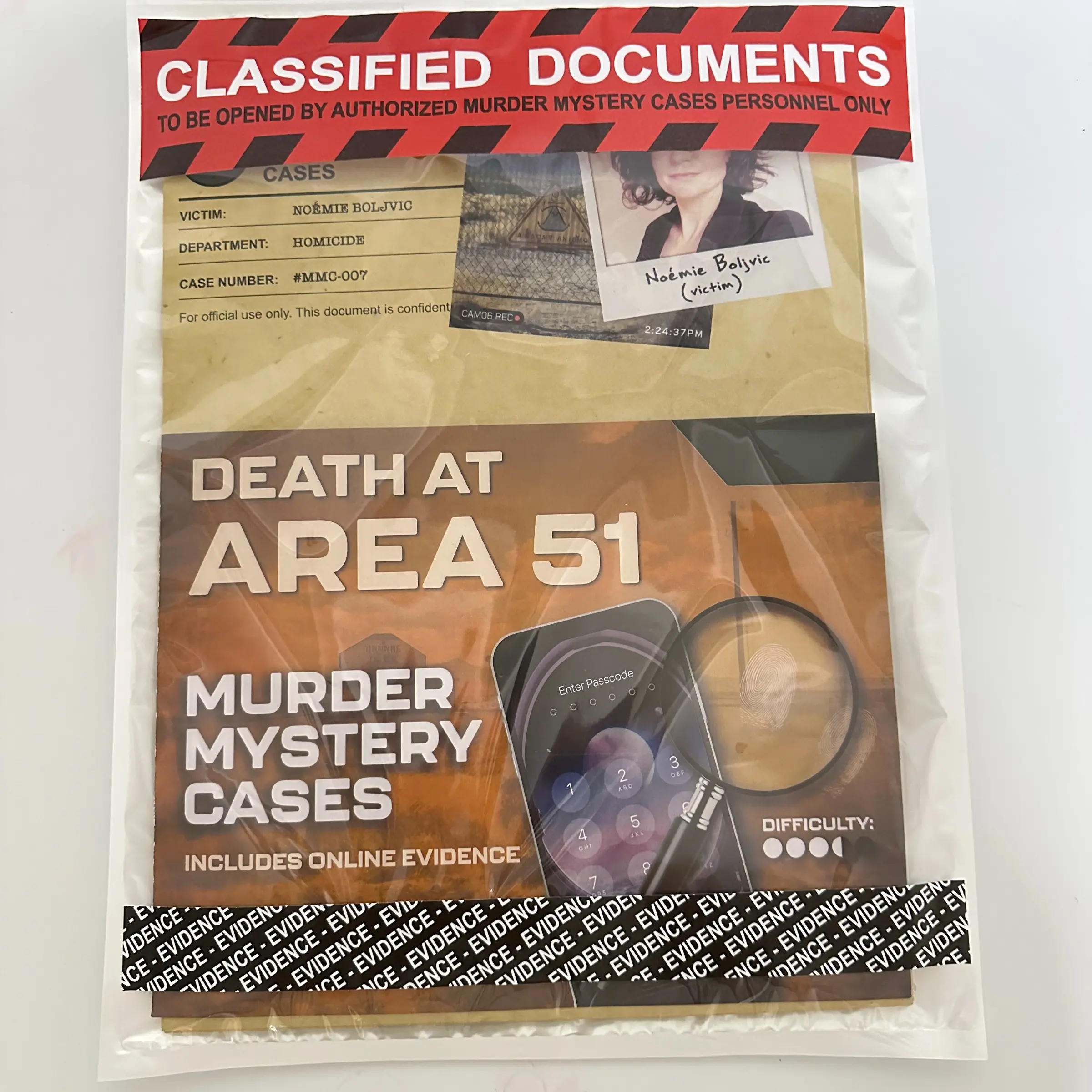 Mystery Detective Game, Cold Case File Investigation, Thrilling Investigations, Solve Crimes, Challenging Puzzles, Online Evidence, High Difficulty, Suspenseful Experience, Perfect for Individuals, Party Groups, Secret Military Base Mystery