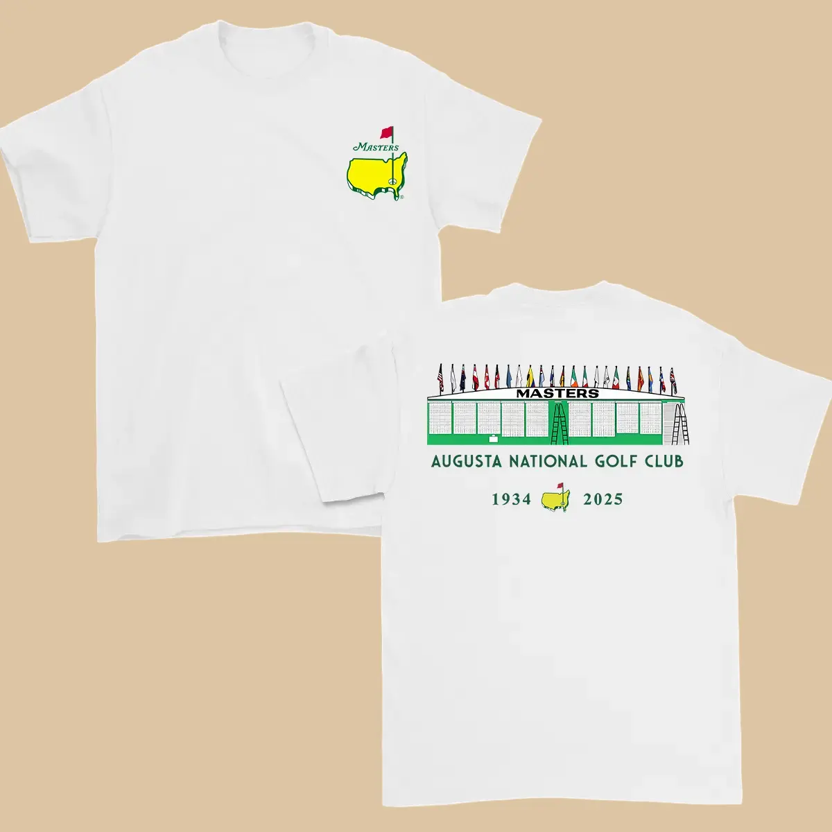 Masters Augusta National Golf Club 1934-2025 Short-Sleeve T-Shirt, Men's Unisex Vintage Graphic Soft Cotton Classic Collar Streetwear Top, All Seasons Breathable Tee Casual Apparel, Shortsleeve, Tops