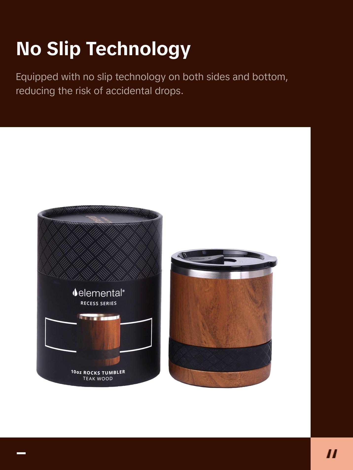 Elemental Lowball Tumbler 10oz - Stainless Steel Cup with Non-Shattered Tritan Lid, Insulated Whiskey Glass - Rocks Tumbler