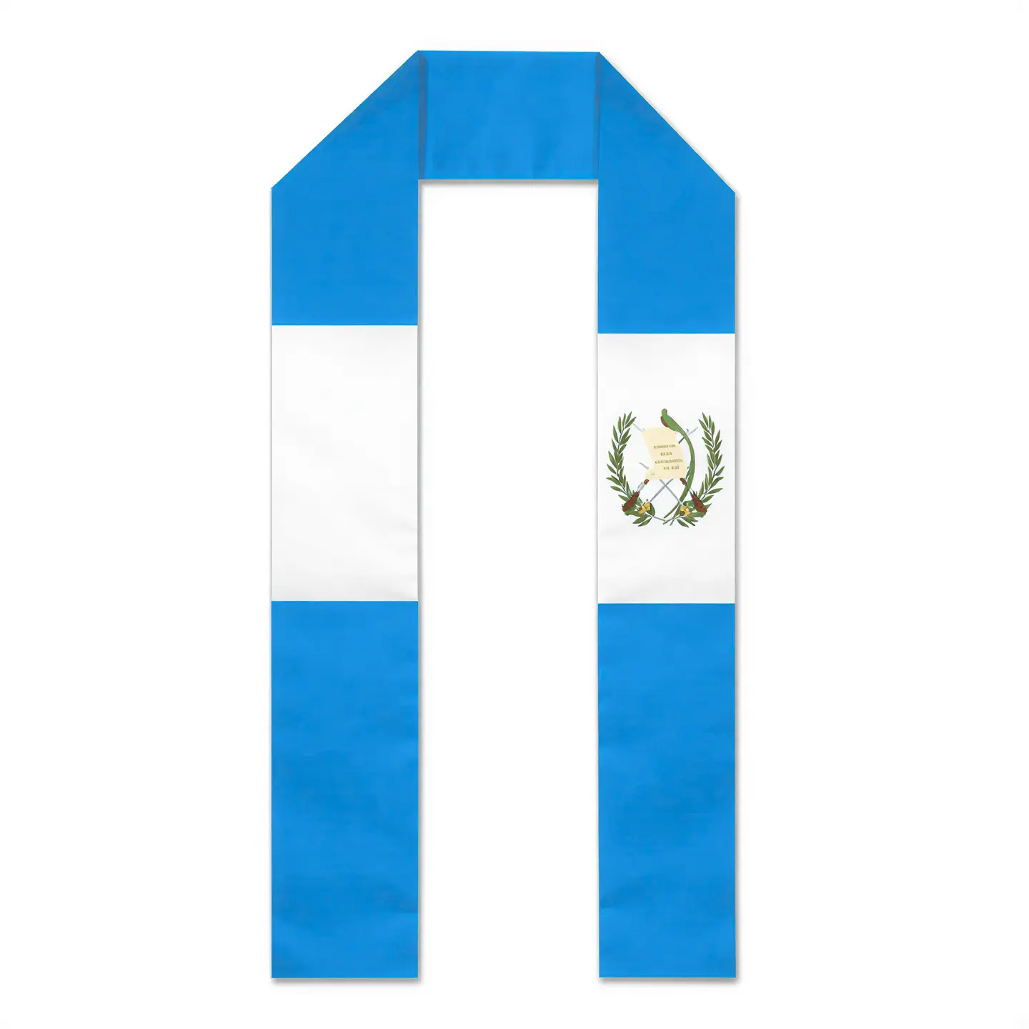 Patriotic Guatemalan Emblem Print Sash, Ideal For Graduation, National Holiday & Cultural Gatherings，Full Guatemalan National Coat of Arms Grad Sash, Stole For Graduation & National Holiday Parades，gr