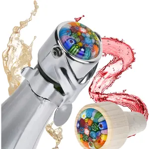 Multi Colored Champagne and Wine Stopper Bundle—1 beautiful Champagne Stopper and a matching Wine Bottle Stopper, both packaged to give (or keep for yourself) Glass Utensils