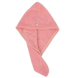 PINK Women's Microfiber Hair Towel (1 Piece), Anti-frizz & Quick-drying Towel With Elastic Band, Soft Hair Towel For Bathroom Shower Thick