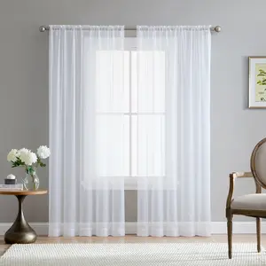 HLC.me Lucento Sheer Rod Pocket Curtain Panels, Lightweight Design, Ideal for Home Decor, Versatile Window Accessory - Set of 2