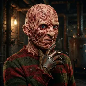 Freddy Krueger Burned Latex Mask, a Nightmare on Elm Street Scary Horror Prop, Halloween Cosplay, Costume Parties, Haunted House, Realistic Scarred Texture