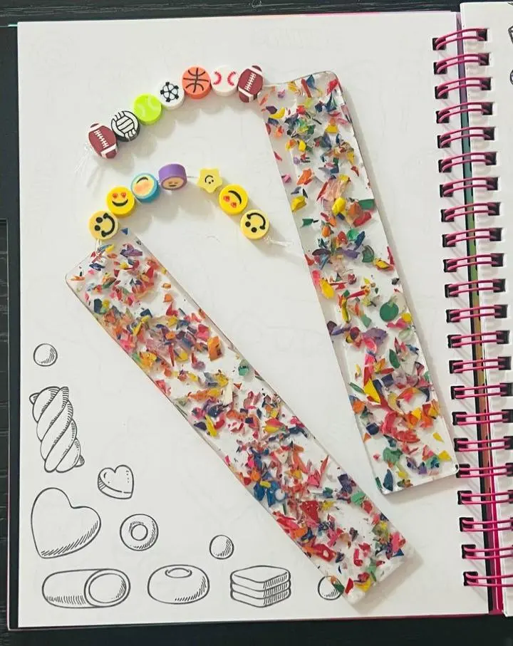 Cre8ive Crayonz Personalized Crayon Bookmark Handcrafted Resin with Custom Beads & Tassel Unique Gift for Book Lovers