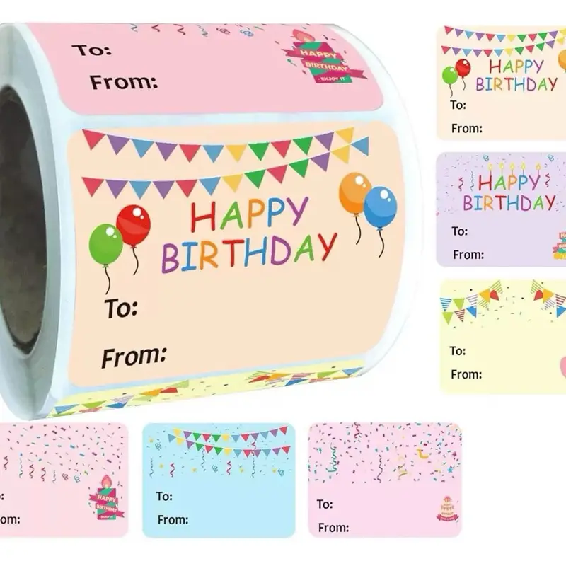 400 Pcs Happy Birthday Present Stickers 1.5 x 2 Inch 6 Designs for Birthdays Party Favors Shower Christmas Festival Holiday Presents Gift Labels