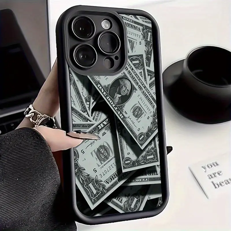 Black Phone Case with Bamboo Money Pattern Suitable for Apple iPhone 16/11/12/13/14/15 Pro/15 Plus/7plus/8plus/X/Xs Max/Xr/11pro/12pro/13pro/14pro/12mini/13mini/11promax/12promax/13promax/14promax/14plus/6/6s/6plus/7/8/16Pro/16plus/16promax