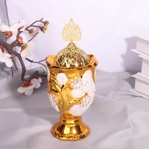 Luxurious Diamond Flower Ceramic Incense Burner, Ramadan Bukhoor Holder, Wedding Home Party Table Decor, Home Fragrance Decor, Valentine Gift