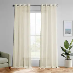 Half Price Drapes Grommet Textured Faux Linen Sheer Curtain
