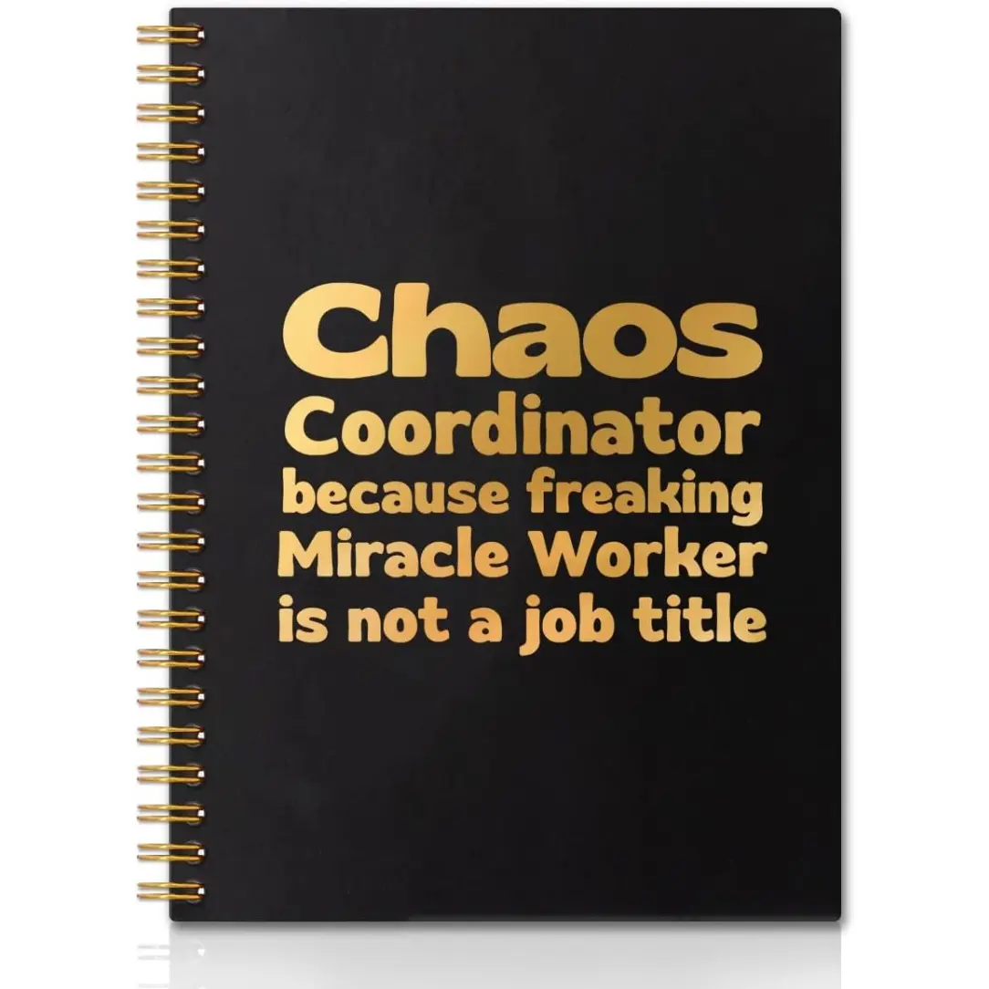 1 pcblack gold 5.5*8.3 in with 50 pages Travel Diary Notebook Funny Notebooks for Work, Funny Notebooks for Work, Premium Gold Spiral-Bound Hardcover.College School Supplies, Friend Gifts