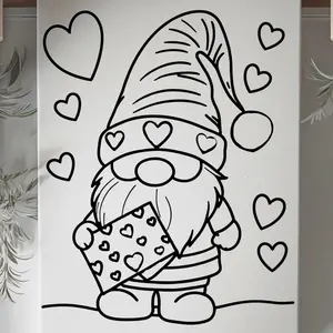 DTF Transfer Outline - Press & Paint Outline, Color your own DTF Print - Heart Gnome - Galentine Day - Valentine's Day -Coloring Activity - Sip and Paint Party - New Years eve Party