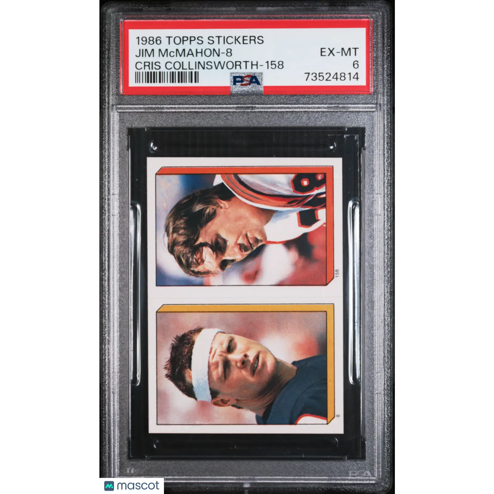 Jim Mcmahon-8 PSA 1986 Topps Stickers Football {cardNumber} 6 73524814