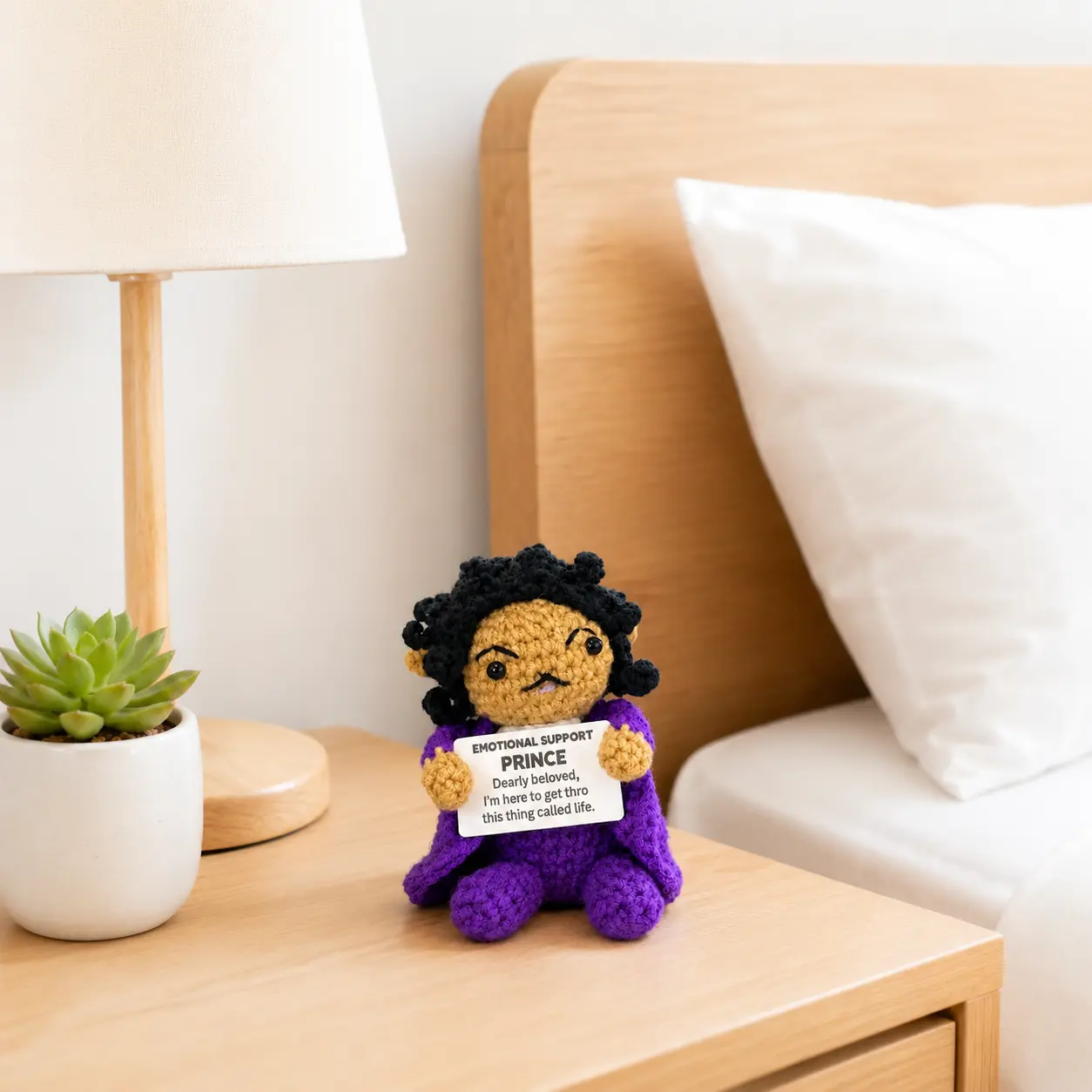 Handmade Crochet Amigurumi Stuffed Doll - Anxiety Relief Soft Adorable Plushies, Funny Purple Knitted Desk Ornament Nightstand Decor, Graduation/Father’s Day Gift for Boys