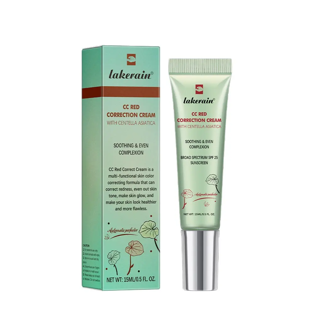 Color Correcting CC Cream - Green & Red Shades, Centella Asiatica Infused, SPF25, Soothing Moisturizer for Rosacea & Sensitive Skin, Oil Control, Tone-Evening Sunscreen Makeup Base (15ML) Hydrating Blend cushion