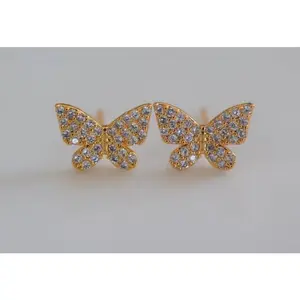 Gold Plated CZ Butterfly Studs